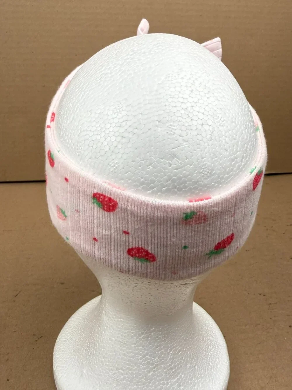 Baby Girls Strawberry Print Ribbed Headband with Bow Pink Size 9M